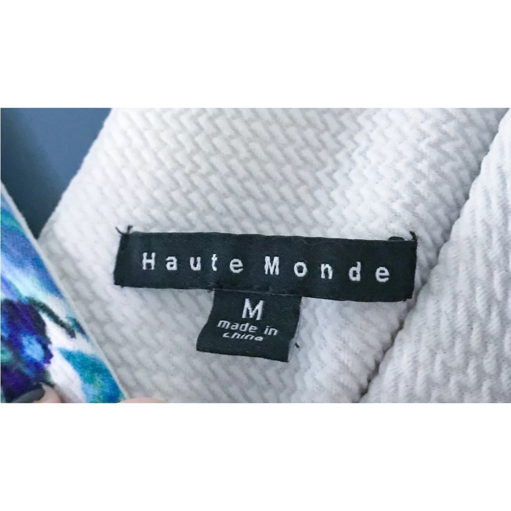 Haute Monde Blue Floral Mini Dress Small Medium Pleated Plunging Neckline Summer - Picture 2 of 4